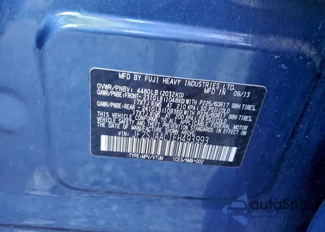 2014 Subaru Forester 2.5I z USA, uszkodzony, nr VIN JF2SJAAC1EH493993